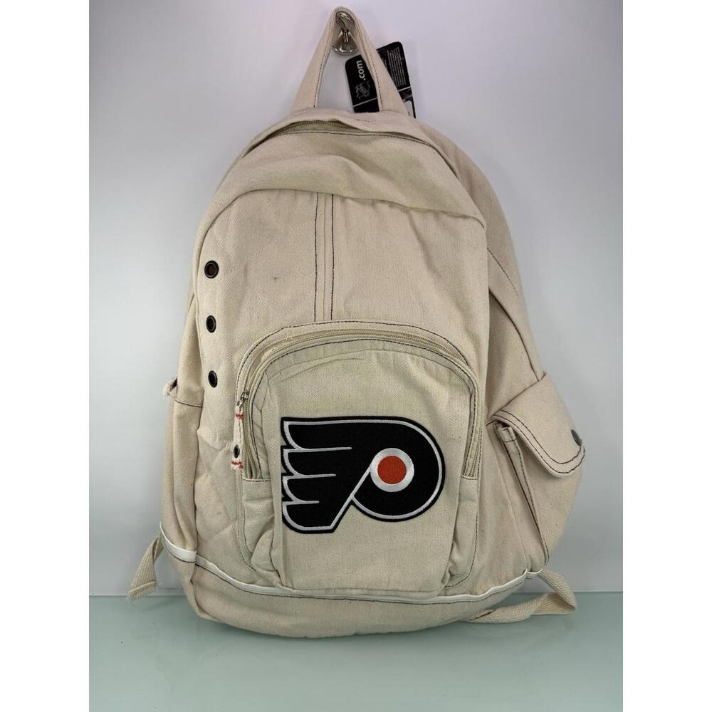 Philadelphia Flyers Canvas‎ Backpack NHL Natural Cotton School Travel Bag NWT
